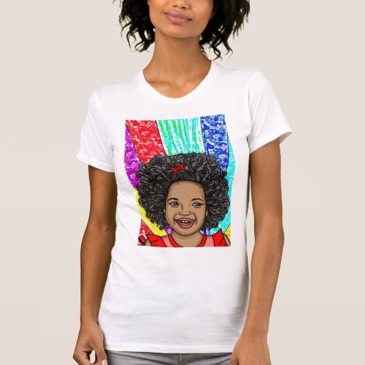 Happy Curls | Digitale kunst | Afrikaans-Amerikaan T-shirt (Voorkant)