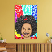 Happy Curls Pop Art Laughing Girl Canvas Afdruk (Insitu (Woonkamer))