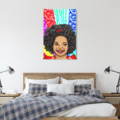 Happy Curls Pop Art Laughing Girl Canvas Afdruk (Insitu (Slaapkamer))