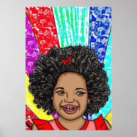 Happy Curls Pop Art Laughing Girl Poster (Voorkant)