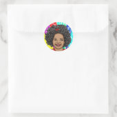 Happy Curls | Schattig glimlachmeisje Ronde Sticker (Tas)