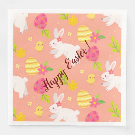 Happy Customize Easter Chicken and Rabbit Servet (Voorkant)