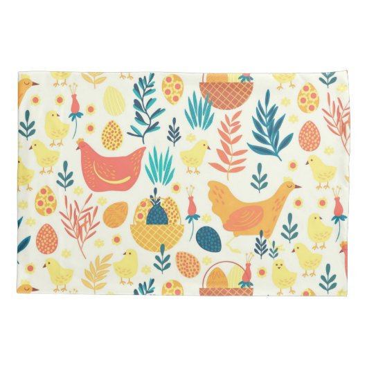 Happy Customize Easter Cute  Chicken Kussensloop (Achterkant)