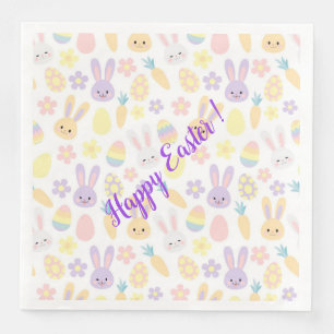 Happy Customize Easter Paars Rabbit Servet