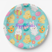 Happy Customize Easter Rabbit and Chicken Papieren Bordje (Voorkant)
