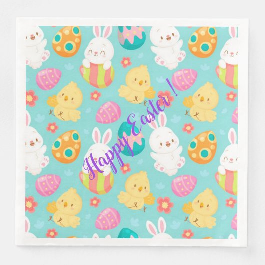 Happy Customize Easter Rabbit and Chicken Servet (Voorkant)