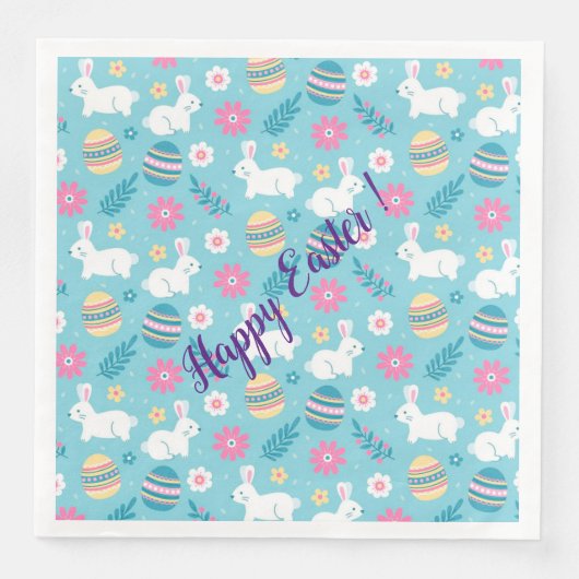 Happy Customize Easter Rabbit Floral Servet (Voorkant)