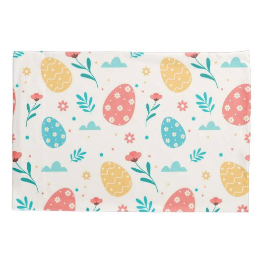 Happy Customize Easter Red Egg Floral Kussensloop (Achterkant)