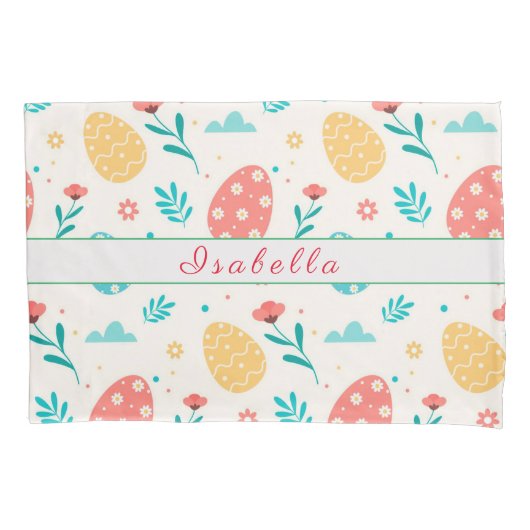 Happy Customize Easter  Red Egg Floral Kussensloop (Voorkant)