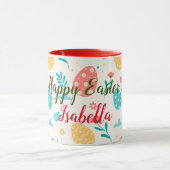 Happy Customize Easter  Red Egg Floral Mok (Midden)