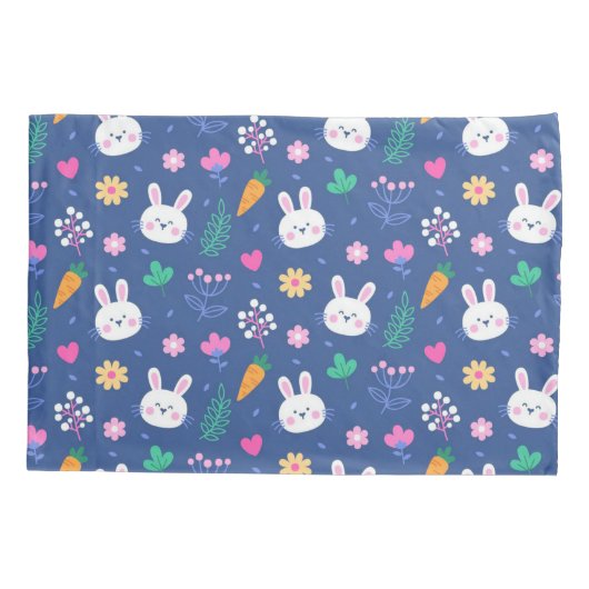 Happy Customize Easter White Love Rabbit Kussensloop (Achterkant)