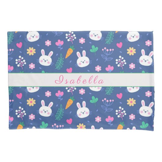 Happy Customize Easter White Love Rabbit Kussensloop (Voorkant)