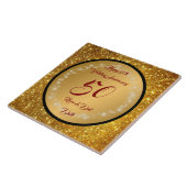 Happy Customize Gold Glitter 50th Anniversary Tegeltje (Zijkant)