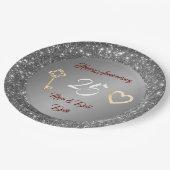 Happy Customize Love Silver 25th Jubileum Papieren Bordje (Gekanteld)