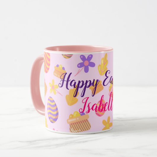 Happy Customize Paars Pasen Mok (Voorkant links)