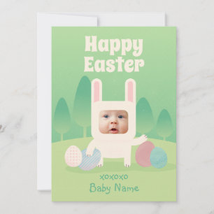 Happy Cute Baby Bunny 1st Pasen Feestdagenkaart