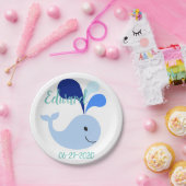 Happy Cute Blue Whale Papieren Bordje (Feest)