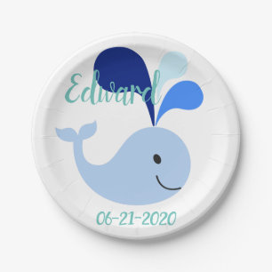 Happy Cute Blue Whale Papieren Bordje