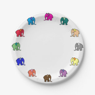 Happy Cute Colorful Elephant Parade Kinderen Birth Papieren Bordje