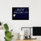 Happy Cute Ghost op een Starry Halloween Nightsky Poster (Thuiskantoor)