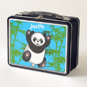 Happy Cute Panda Monogrammed Lunch Box (Voorkant)