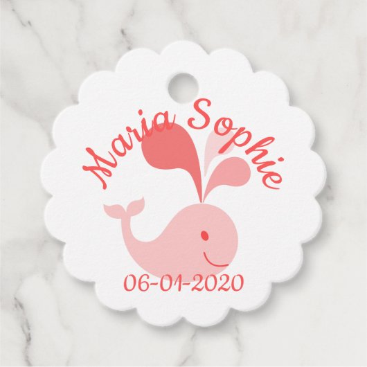 Happy Cute Pink Whale Bedankjes Labels (Voorkant)