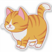 Happy Cute Sinaasappel Tabby Sticker (Voorkant)