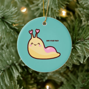 Happy Cute Slug Persoonlijke tekst Keramisch Ornament
