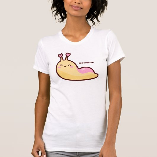 Happy Cute Slug Persoonlijke tekst T-shirt (Voorkant)