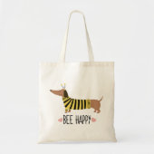 Happy Dachshund Bumblebee Canvas tas (Voorkant)