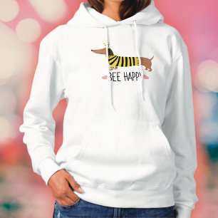 Happy Dachshund Bumblebee Hooded Sweatshirt