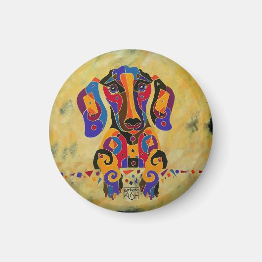 Happy Dachshund Magnet Magneet (Voorkant)