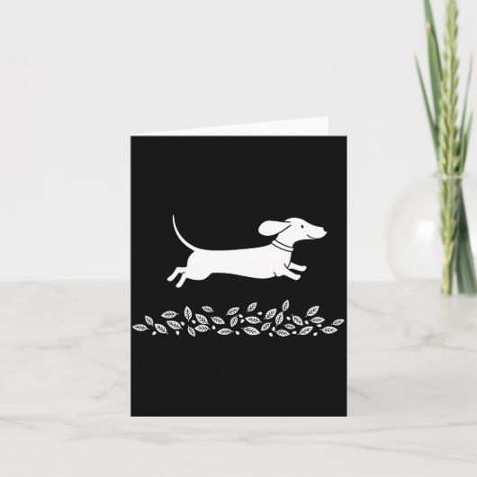 Happy Dachshund With Autumn Leaves For Pet Lovers Kaart (Voorkant)