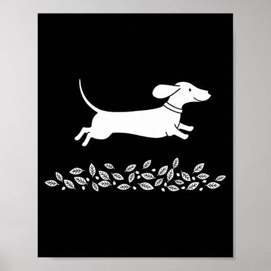Happy Dachshund With Autumn Leaves For Pet Lovers  Poster (Voorkant)
