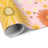 Happy Daisies Colorful Pattern Cadeaupapier (Rol Hoek)