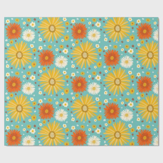 Happy Daisies Colorful Pattern Cadeaupapier (Vlak)