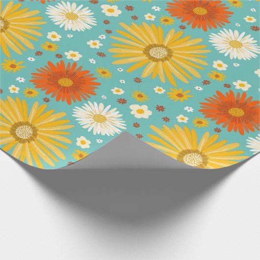 Happy Daisies Colorful Pattern Cadeaupapier (Hoek)