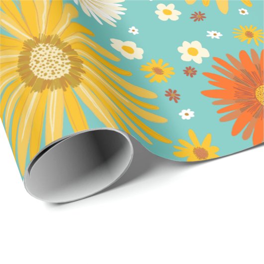 Happy Daisies Colorful Pattern Cadeaupapier (Rol Hoek)