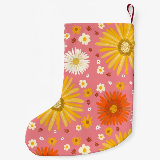 Happy Daisies Pattern CUSTOM Kleine Kerstsok (Achterkant)