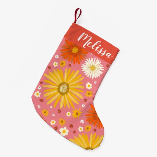 Happy Daisies Pattern CUSTOM Kleine Kerstsok (Voorkant (Hangend))