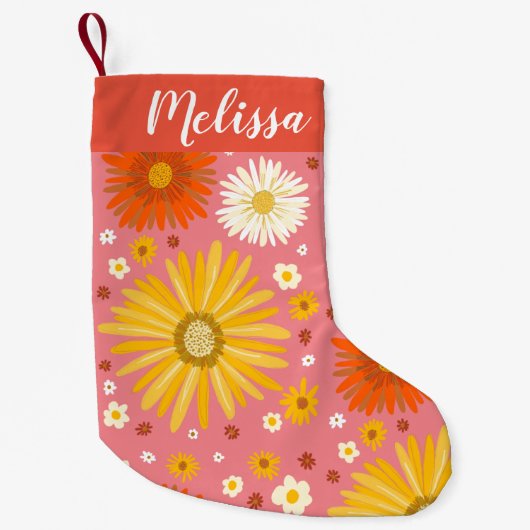 Happy Daisies Pattern CUSTOM Kleine Kerstsok (Voorkant)