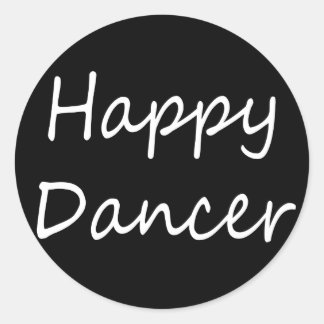 Happy Dancer bw script Ronde Sticker