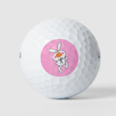 Happy Dancing Cute Cartoon White Rabbit Bunny Golfballen (Voorkant)