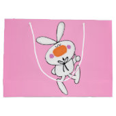 Happy Dancing Cute Cartoon White Rabbit Bunny Large Cadeautasje (Achterkant)