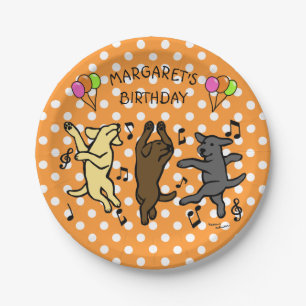 Happy Dancing Labrador Trio Birthday Party Papieren Bordje