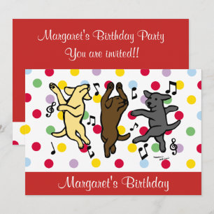 Happy Dancing Labrador Trio Birthday Party Red Kaart