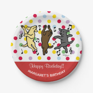 Happy Dancing Labrador Trio Happy Birthday Party Papieren Bordje
