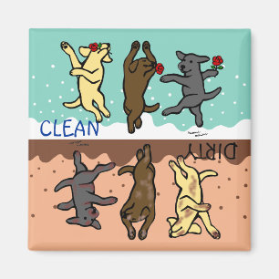 Happy Dancing Labradors Clean/Dirty Dishwasmachine Magneet