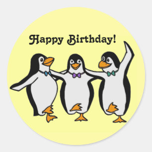 Happy Dancing Penguins Birthday Party Ronde Sticker