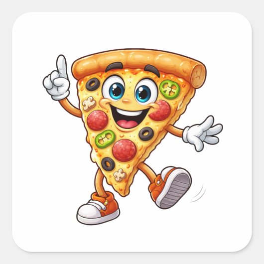 Happy Dancing Pizza Slice Cartoon Sticker (Devant)